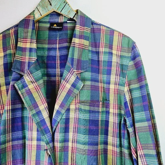 Vtg 90's Lizsport Women's Plaid Lightweight Three Button Pocket Sport Coat Sz 12 - Picture 3 of 8
